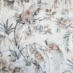 NOS Vtg "Shabby Chic" Shower Curtain 72x72" Exotic Tropic Pastel Birds, Florals